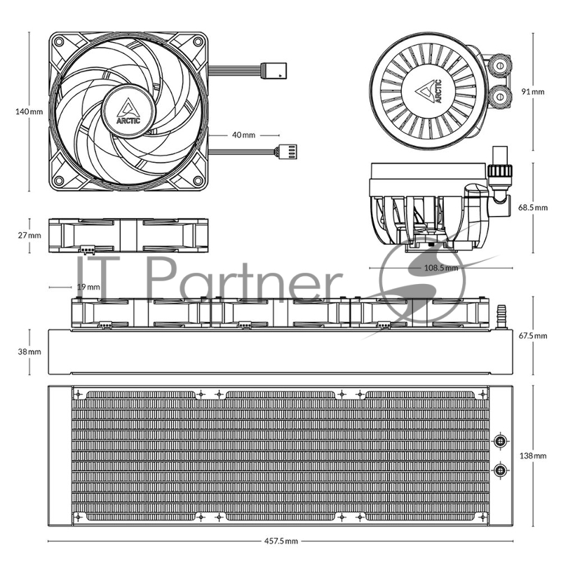 Жидкостная система охлаждения Arctic Cooling Arctic Liquid Freezer III-420 A-RGB White Multi Compatible All-In-One CPU Water Cooler (ACFRE00153A)