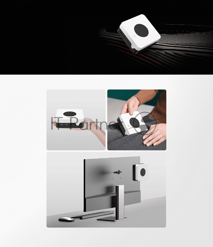 Компьютер Chuwi LarkBox X Intel N-series N100(0.8Ghz)/12288Mb/512SSDGb/ UHD Graphics/BT/WiFi/war 1y/0.4kg/Grey+White/Win11Pro + USB2.0*2/USB3.2*2/Type-C*1/HDM