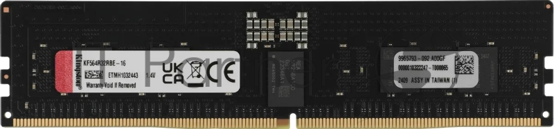 Модуль памяти Kingston 16GB DDR5 6400 FURY Renegade Pro RDIMM Black EXPO ECC Registered DIMM (Single Module) 1RX8 32-39-39 1.4V 288-pin 16Gbit