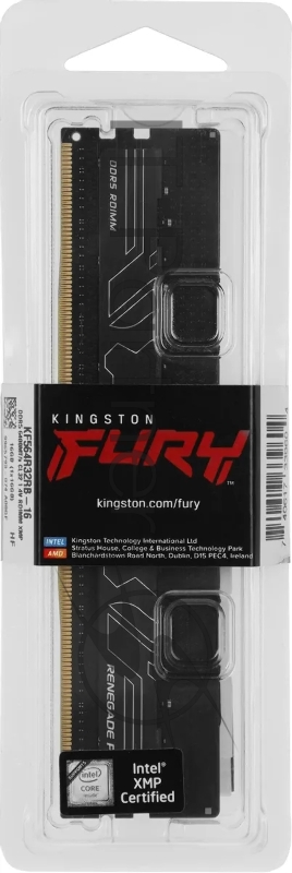 Модуль памяти Kingston 16GB DDR5 6400 FURY Renegade Pro RDIMM Black XMP ECC Registered DIMM (Single Module) 1RX8 32-39-39 1.4V 288-pin 16Gbit