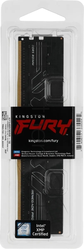 Модуль памяти Kingston 32GB DDR5 4800 FURY Renegade Pro RDIMM Black PnP ECC Registered DIMM (Single Module) 1RX4 36-38-38 1.1V 288-pin 16Gbit