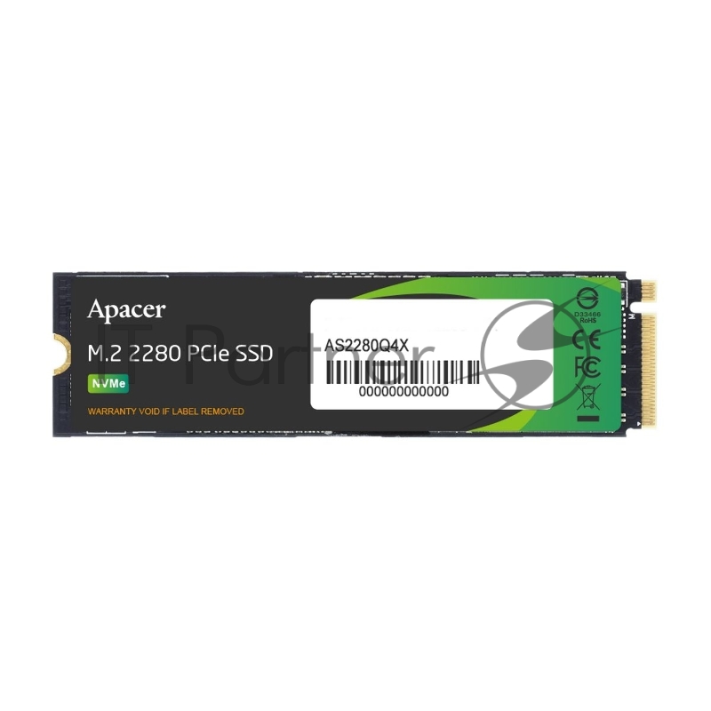 Накопитель Apacer SSD AS2280Q4X 512Gb M.2 2280 PCIe Gen4x4, R4000/W2500 Mb/s, 3D NAND, MTBF 1.5M, NVMe 1.4, 300TBW, Retail, 3 years (AP512GAS2280Q4X-1)