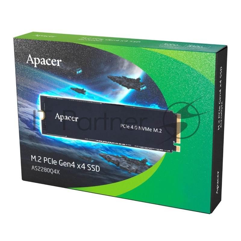 Накопитель Apacer SSD AS2280Q4X 512Gb M.2 2280 PCIe Gen4x4, R4000/W2500 Mb/s, 3D NAND, MTBF 1.5M, NVMe 1.4, 300TBW, Retail, 3 years (AP512GAS2280Q4X-1)