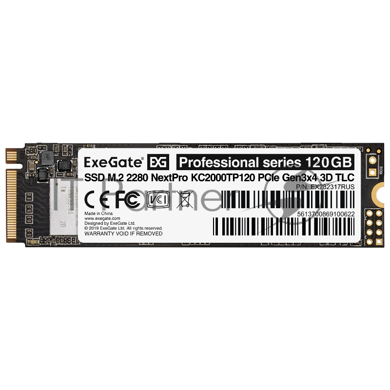 Накопитель SSD M.2 2280 120GB ExeGate NextPro KC2000TP120 (PCIe Gen3x4, NVMe, 22x80mm, 3D TLC)