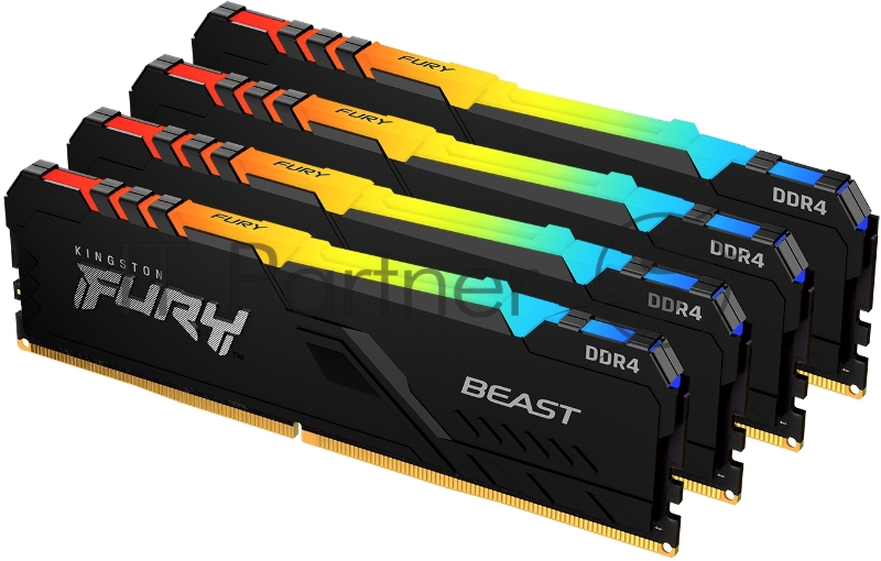 Память оперативная Kingston 128GB 2666MT/s DDR4 CL16 DIMM (Kit of 4) FURY Beast RGB