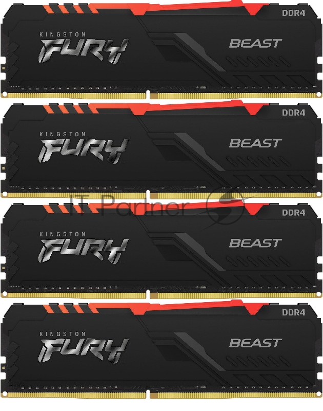 Память оперативная Kingston 128GB 2666MT/s DDR4 CL16 DIMM (Kit of 4) FURY Beast RGB