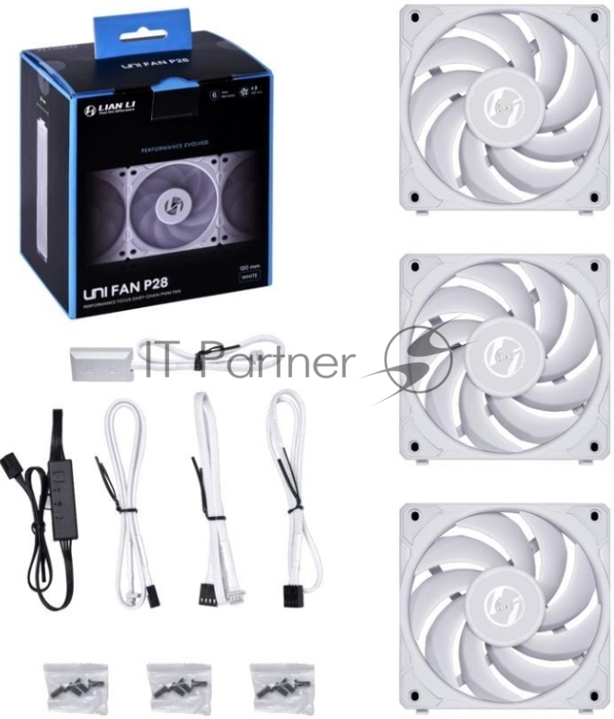 Вентилятор Lian-Li Uni Fan P28 белый 4-pin 32.1dB Ret (G99.12P283W.00)