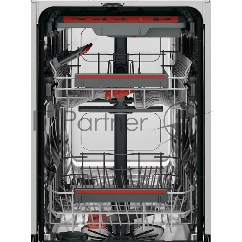 Встраиваемая узкая посудомоечная машина AEG FSE73507P ,загрузка на 10 комплектов посуды, сенсорное управление, 7 программ, 44.6x55x82 см, черный