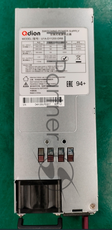 Блок питания серверный Server power supply Qdion Model U1A-D11200-DRB P/N:99MAD11200I1170411 CRPS 1U Module 1200W Efficiency 80 Plus Platinum, Gold Finger (option), Cable connector: C14
