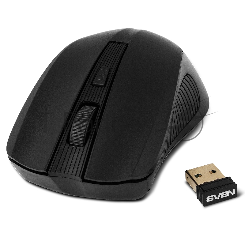 Беспроводная мышь SVEN RX-400W чёрная (3+1кл. 600/1000/1400DPI, блист)