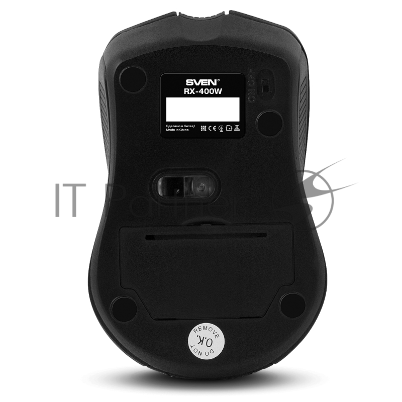 Беспроводная мышь SVEN RX-400W чёрная (3+1кл. 600/1000/1400DPI, блист)