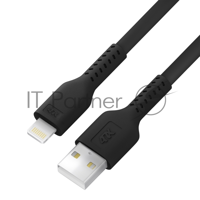 Кабель 4PH 0.5m USB AM/Lightning - поддержка всех iOS, MFi, черный, 4PH-R90139