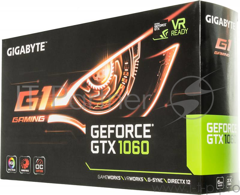 Видеокарта GIGABYTE GeForce GTX 1060 G1 Gaming 6G 6ГБ GV-N1060G1 GAMING-6GD rev.2.0 (GeForce GTX 1060, DDR5, DVI, HDMI, 3xDP) (PCI-E)