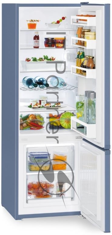Холодильник Liebherr/ 161.2x55x63, объем камер 212+53, морозильная камера снизу, синий