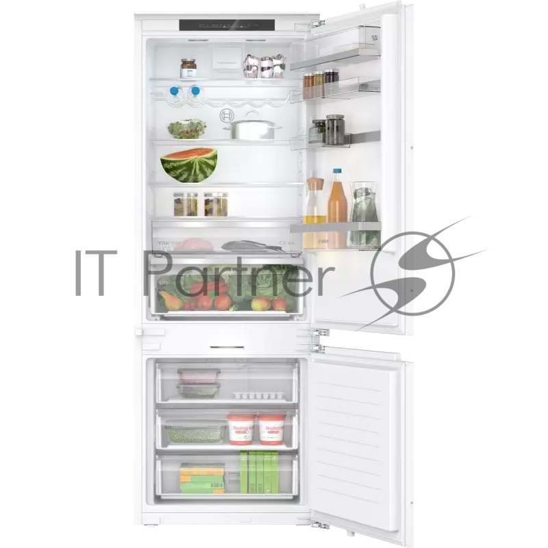 Serie 6, Встраиваемый холодильник, Home Connect, 1935 x 708 x 548 мм, техника плоских шарниров, SN-ST, Объем 382 (284+98)л, NoFrost в морозильном отделении, LED-освещение, BigBox, FreshSense, SuperFreeze, 4 полоки из ударопрочного стекла, выдвижной