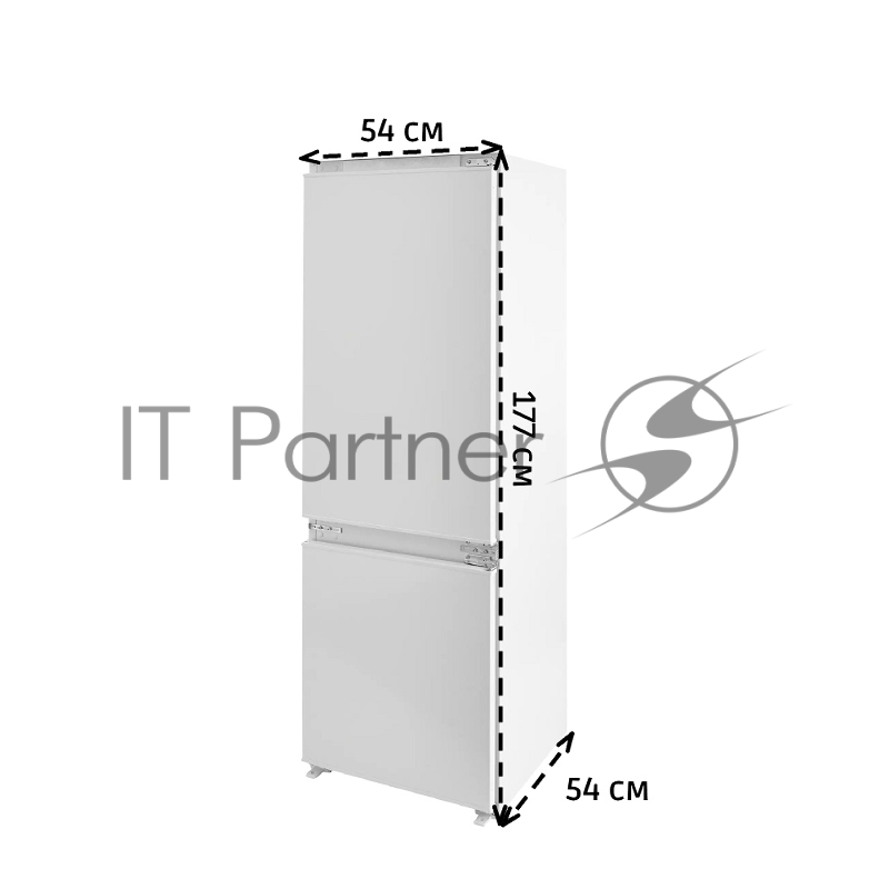 Serie 4, Встраиваемый холодильник, техника плоских шарниров, SN-ST, Объем 255 (188+67)л, NoFrost в морозильном отделении, LED-освещение, BigBox, FreshSense, SuperFreeze, 4 полоки из ударопрочного стекла, выдвижной контейнер, дверной упор правый (пере