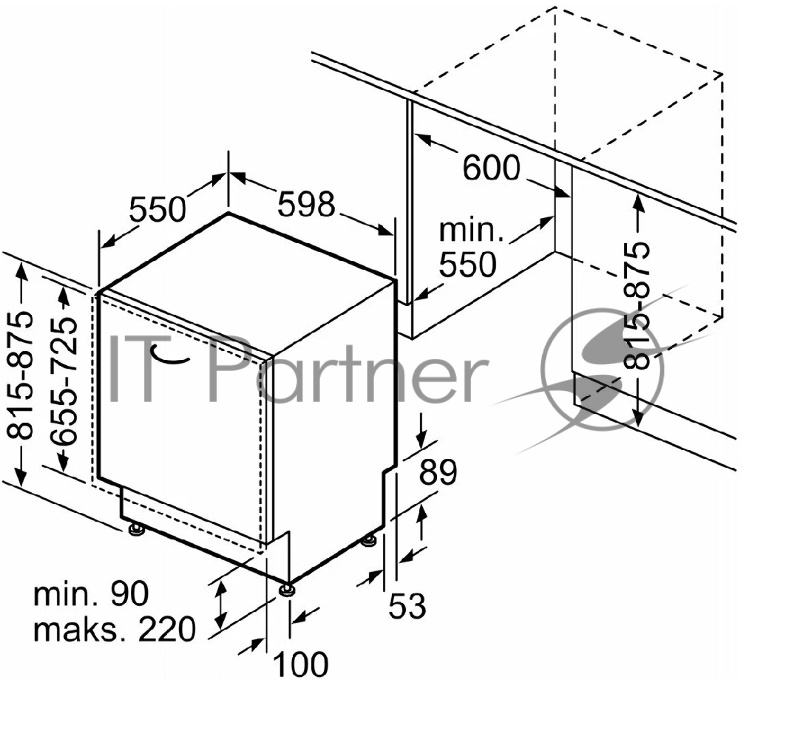 Встраиваемая посудомоечная машина 60 cm, Serie 4, 13 комплектов,третий уровень загрузки VarioDrawer,Custom program, Quick L, Авто 45-65°C, Интенсивная 70°, Ночная программа, Экономичная.46 дБ (A) при 1 пВт