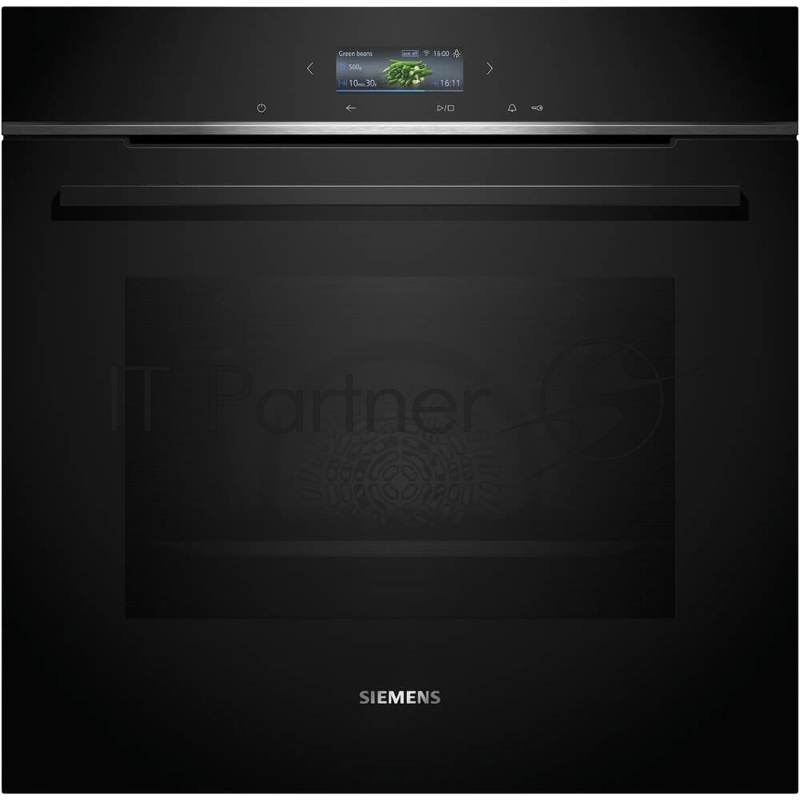 Встраиваемый духовой шкаф SIEMENS/ Электрический духовой шкаф с конвекцией, объем 71 л, 13 режимов, автопрограммы, очистка каталитическая + паровая, направляющие проволочные, термощуп