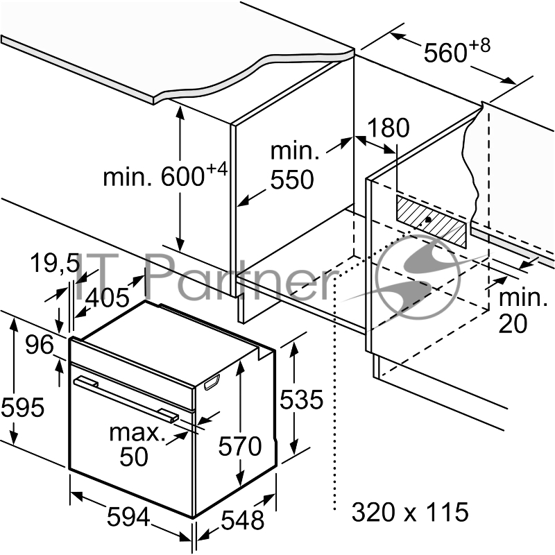 Встраиваемый духовой шкаф SIEMENS/ iQ300,Электрический духовой шкаф с конвекцией, объем 71 л, 7 режимов нагрева и 10 автоматических программ, очистка пиролитическая, направляющие проволочные,цвет черный