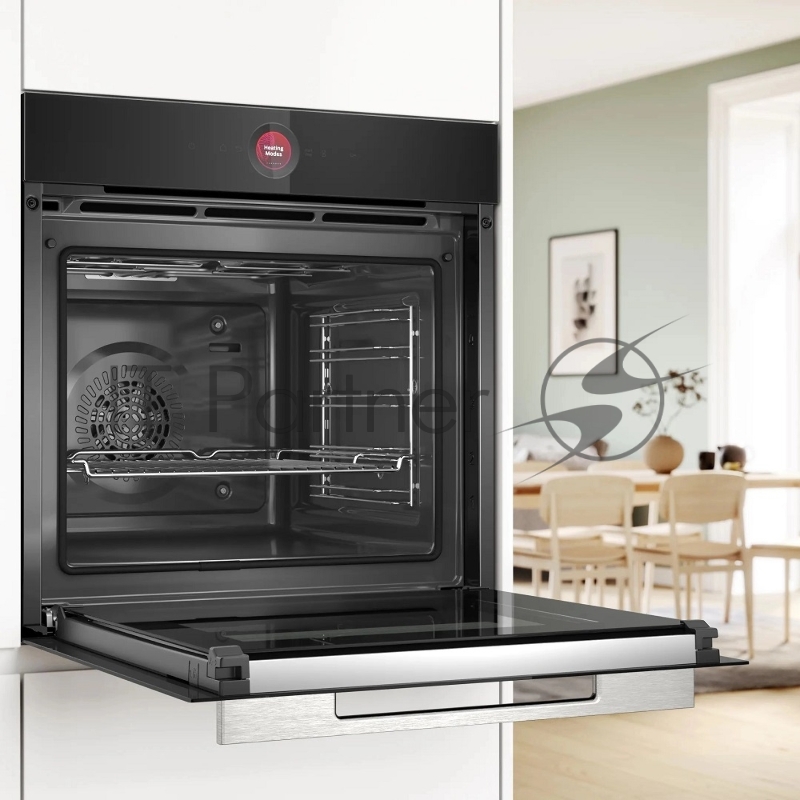 Встраиваемый духовой шкаф с 14 режимами нагрева,контроль температуры от 30 °C до 300 °C,объем 71 л,Eco Clean Direct,TFT сенсорный дисплей,дверь с SoftClose и SoftOpen, Bosch Assist,система очистки пиролитическая,черный цвет