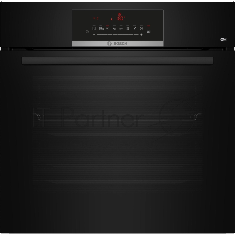 Встраиваемый духовой шкаф Bosch, Serie 8, объем 67 л , 12 режимов нагрева, 4D Hotair, телескопические направляющие, пиролиз, сенсорное управление, 40 автоматических программ, цвет черный
