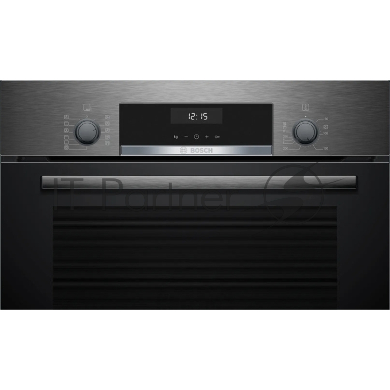 Встраиваемый духовой шкаф60 см, Serie 4, 66 л, Vario-гриль большой площади, Верхний/нижний жар, Горячий воздух, Горячий воздух нежный, Гриль с конвекцией, Нижний жар, Режим для пиццы, черная нержавеющая сталь