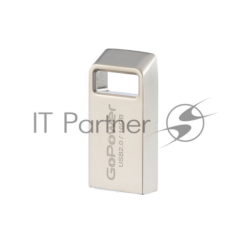 Флеш-накопитель GoPower MINI 16GB USB2.0 металл серебряный (1/50/1000)