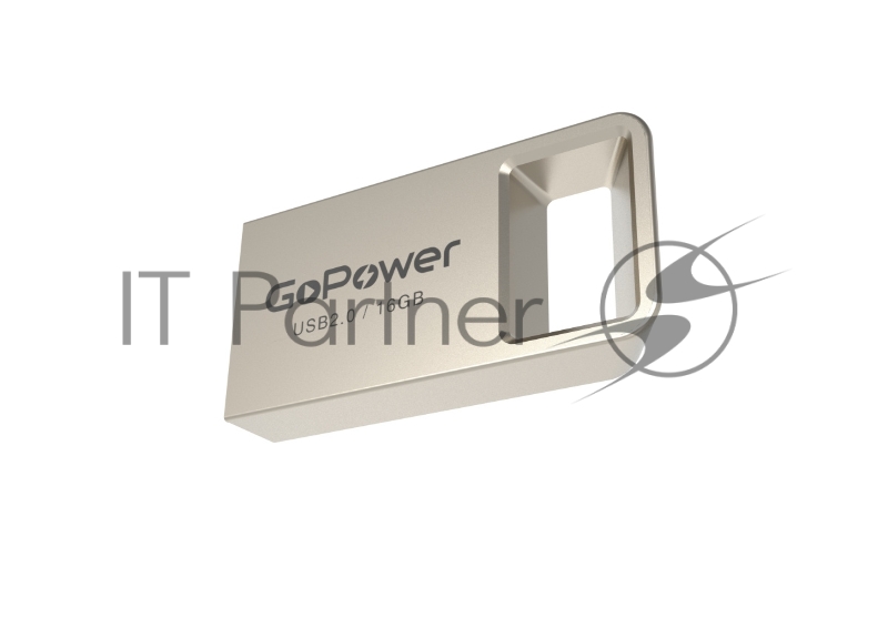 Флеш-накопитель GoPower MINI 16GB USB2.0 металл серебряный (1/50/1000)