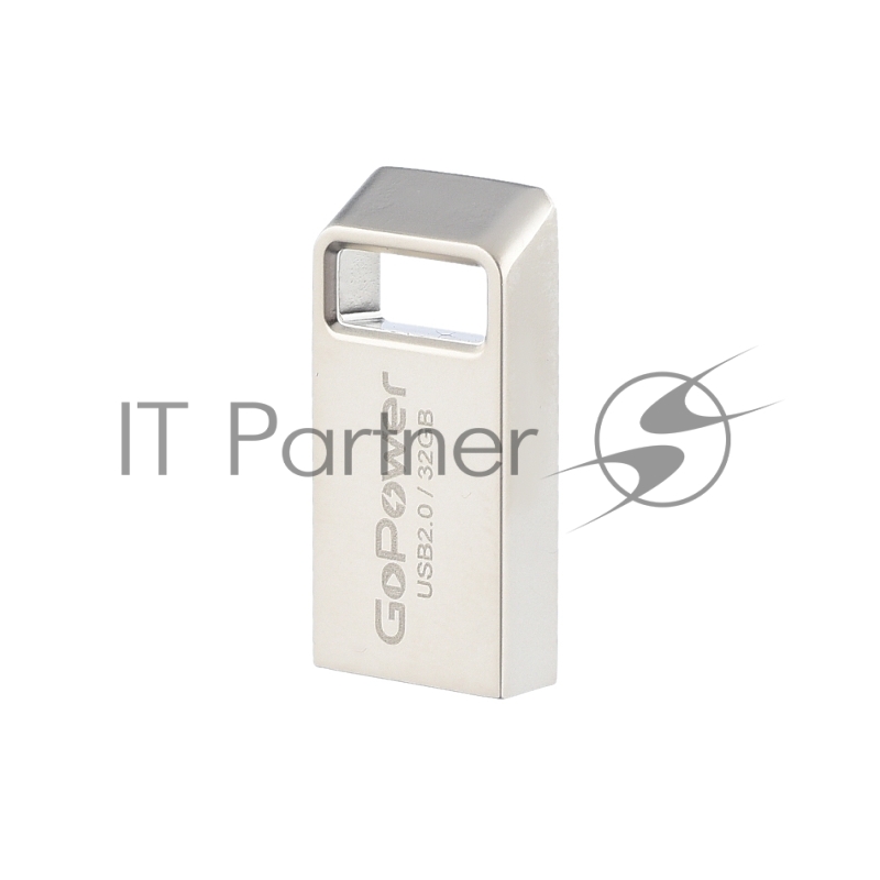 Флеш-накопитель GoPower MINI 32GB USB2.0 металл серебряный (1/50/1000)