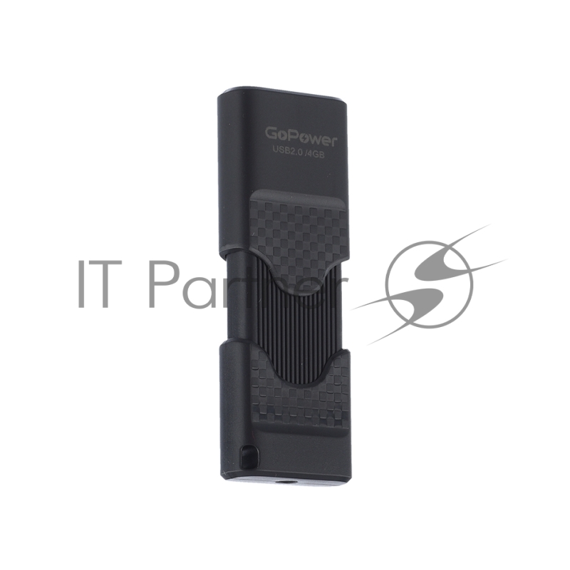 Флеш-накопитель GoPower SLIDER 4GB USB2.0 пластик черный матовый (1/50/1000)