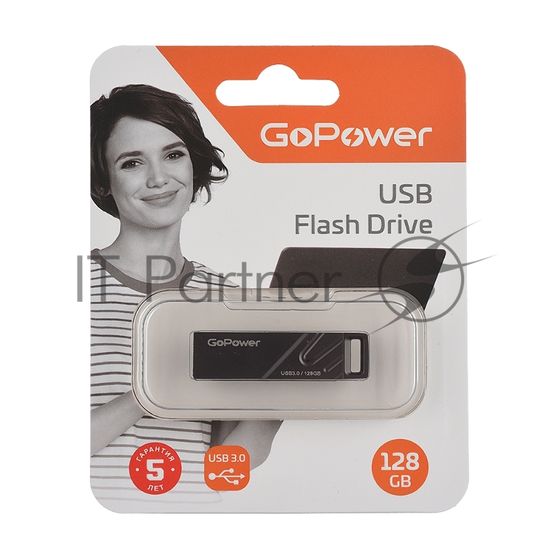 Флеш-накопитель GoPower TITAN 128GB USB3.0 металл черный графит (1/50/1000)