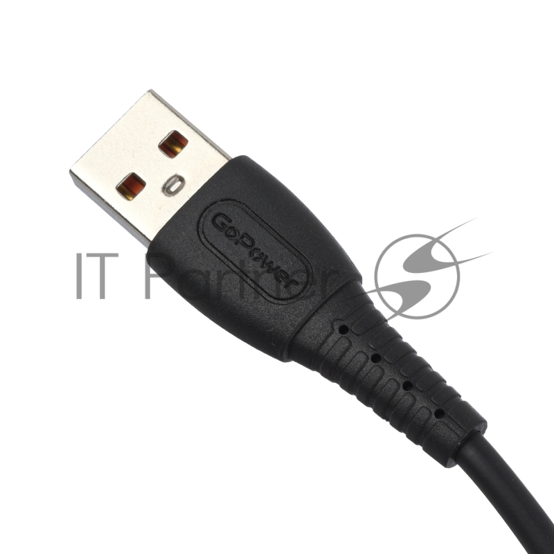Кабель GoPower GP07L USB (m)-Lightning (m) 1.0м 2.4A силикон черный (1/200/800)