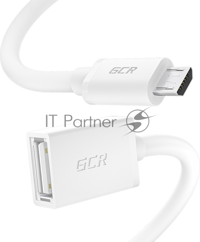 Адаптер переходник OTG 1.0m USB, microB 5pin/AF, белый, 28/28 AWG, экран, морозостойкий. GCR-52209