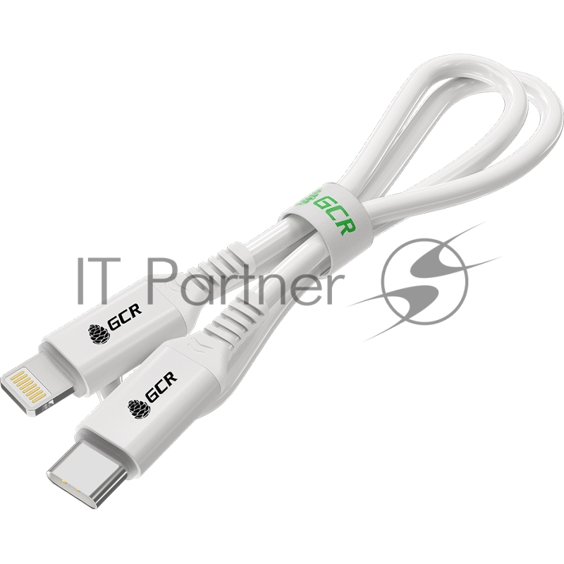 Кабель PREMIUM 1.0m TypeC/Lightning MFI POWER DELIVERY 18 W, быстрая зарядка, белый силикон, AL case белый, белый ПВХ, GCR-53533