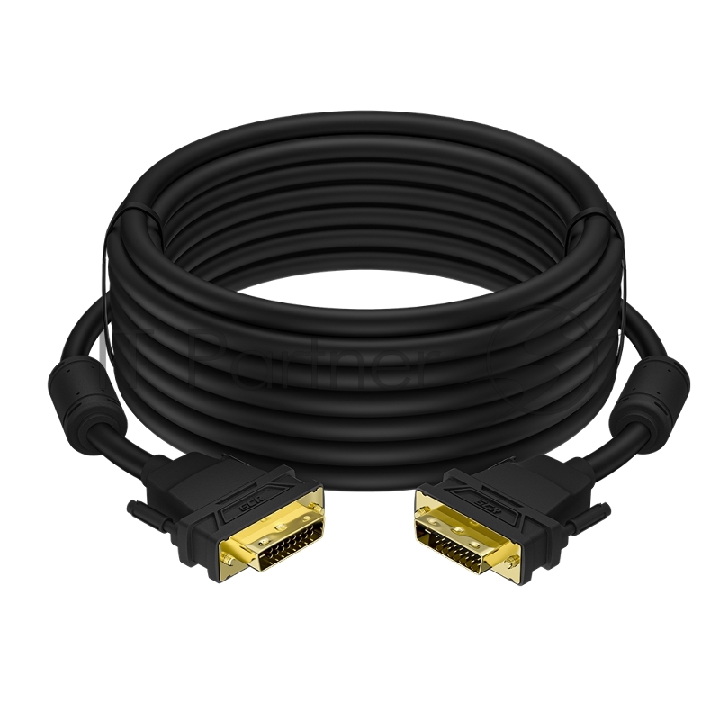 Кабель PROF 3.0m DVI-D, черный, GOLD, ферритовые кольца, OD 8.5mm, 28 AWG, DVI/DVI, 25M/25M, двойной экран, GCR-54236
