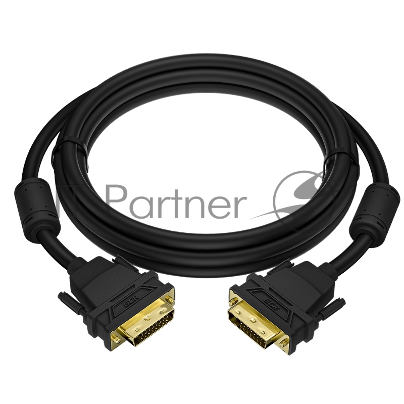Кабель PROF 3.0m DVI-D, черный, GOLD, ферритовые кольца, OD 8.5mm, 28 AWG, DVI/DVI, 25M/25M, двойной экран, GCR-54236