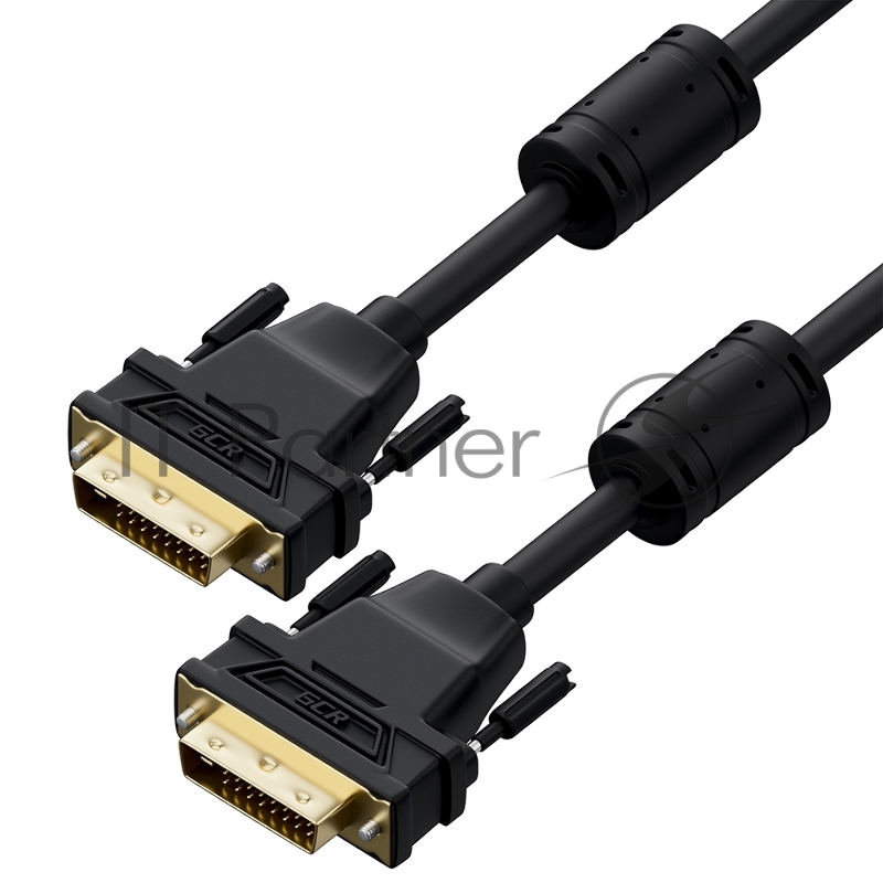 Кабель PROF 3.0m DVI-D, черный, GOLD, ферритовые кольца, OD 8.5mm, 28 AWG, DVI/DVI, 25M/25M, двойной экран, GCR-54236