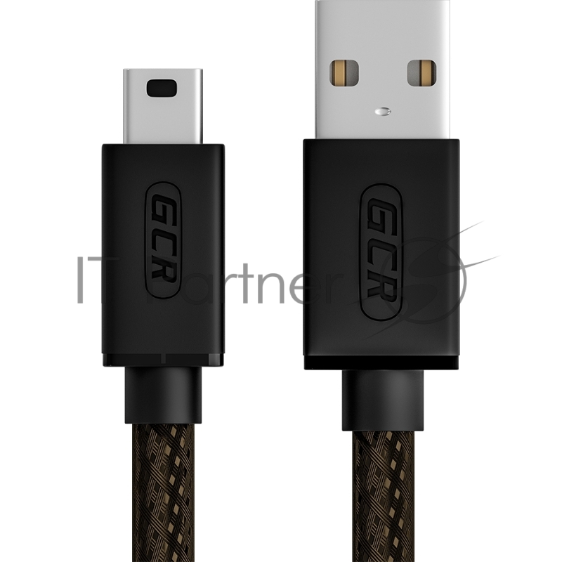 Кабель PROF 3.0m USB 2.0, AM/mini 5P, черно-прозрачный, 28/24 AWG, экран, армированный, морозостойкий, GCR-50798