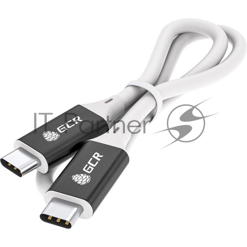Кабель USB 3.1 Type C-С 1.0m белый, 100W/20V/5A, M/M, TPE, AL сase черный, белый ПВХ, экран, армированный, GCR-50866