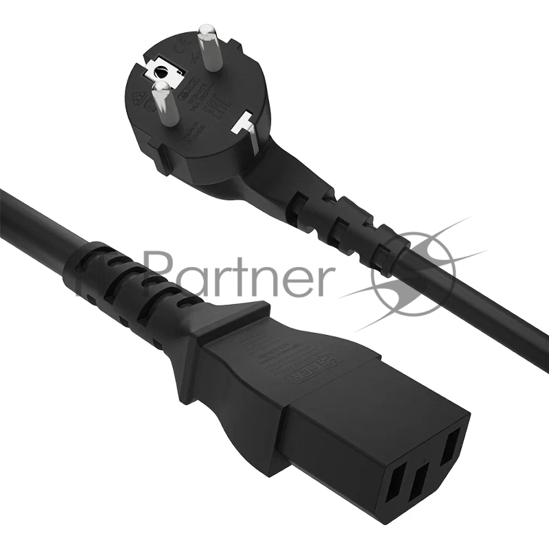 Кабель питания PROF 0.5m, евровилка угловая Schuko - С13, черный, 3*1,5mm