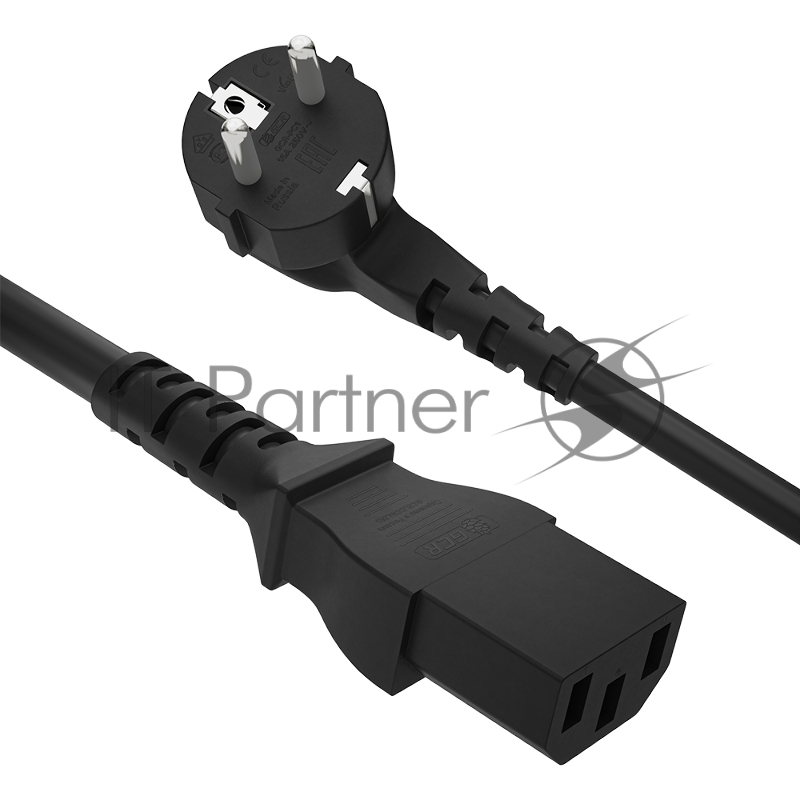 Кабель питания PROF 5.0m, евровилка угловая Schuko - С13, черный, 3*1,5mm