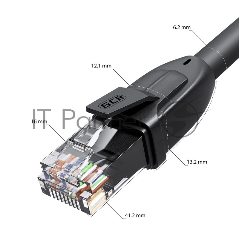 Патч-корд PROF прямой 10.0m, UTP медь кат.6, че, 24 AWG, ethernet high speed 10 Гбит/с, RJ45, T568B, GCR-52585