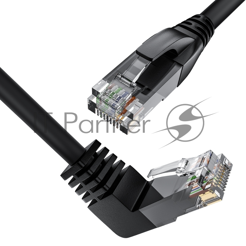 Патч-корд прямой 15.0m UTP кат.5e, черный, верхний угол, литой, ethernet high speed, RJ45, T568B