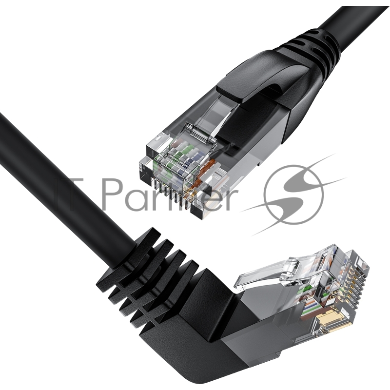Патч-корд прямой 15.0m UTP кат.5e, черный, верхний угол, литой, ethernet high speed, RJ45, T568B
