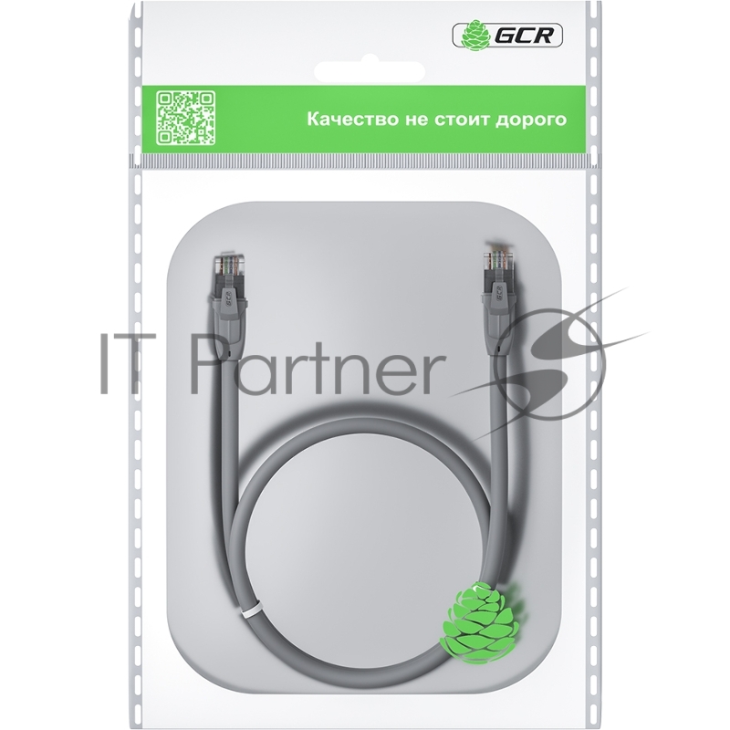 Патч-корд прямой 15.0m UTP кат.6, серый, 24 AWG, ethernet high speed, RJ45, T568B, GCR-52598