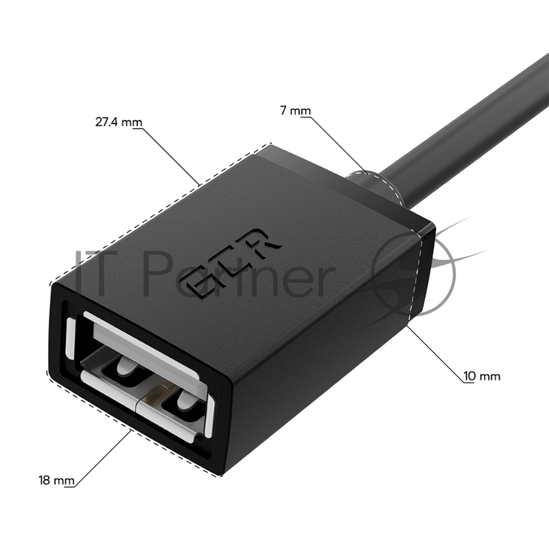 Переходник USB Hub Type-C гибкий 1.2m разветвитель на 3 USB порта, СМ / 3 х AF, черный, GCR-55311