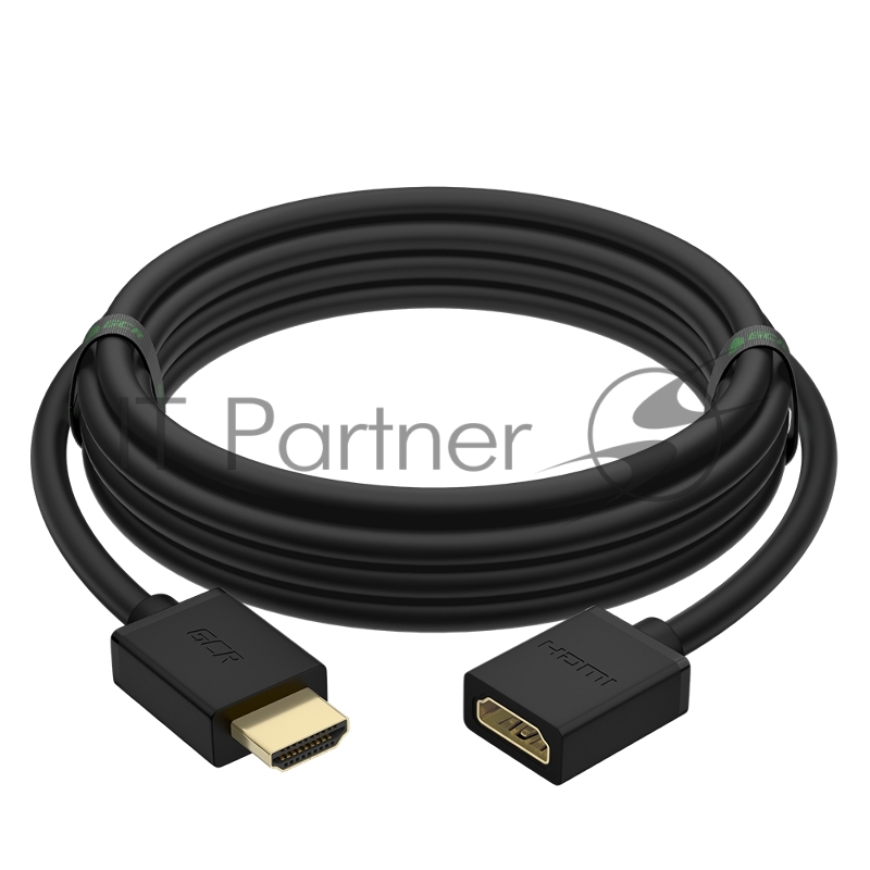 Удлинитель 10.0m v2.0 HDMI-HDMI черный, OD7.3mm, 28/28 AWG, позолоченные контакты, Ethernet 18.0 Гбит/с, 19M / 19F, тройной экран, GCR-51638
