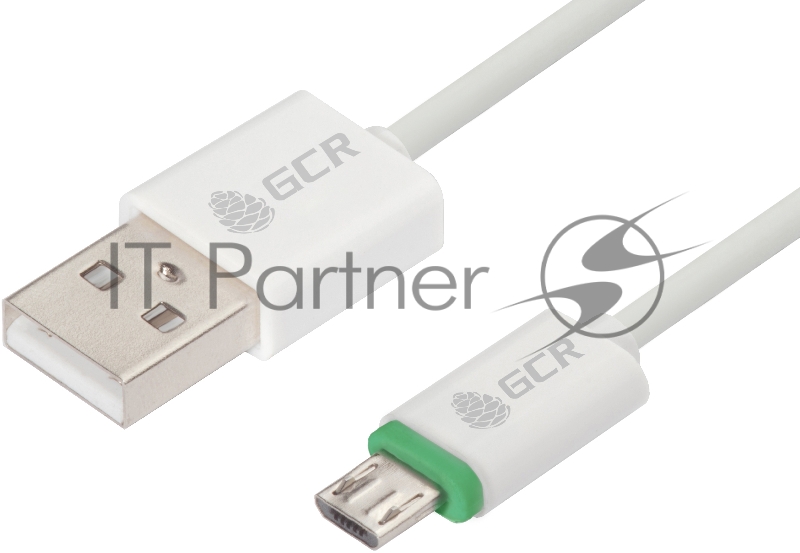 Кабель Greenconnect 3A 1.0m для Samsung USB 2.0, AM/microB 5pin, ABS, белый, зеленый ПВХ, 28/22 AWG, поддержка функции быстрой зарядки, экран, армированный, морозостойкий, GCR-50965