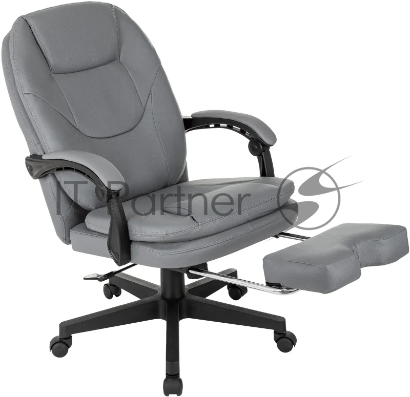 Кресло руководителя Бюрократ CH-868N-F серый эко.кожа крестов. пластик подст.для ног