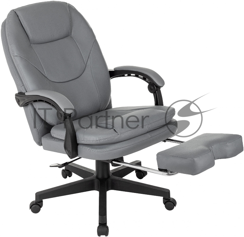 Кресло руководителя Бюрократ CH-868N-F серый эко.кожа крестов. пластик подст.для ног